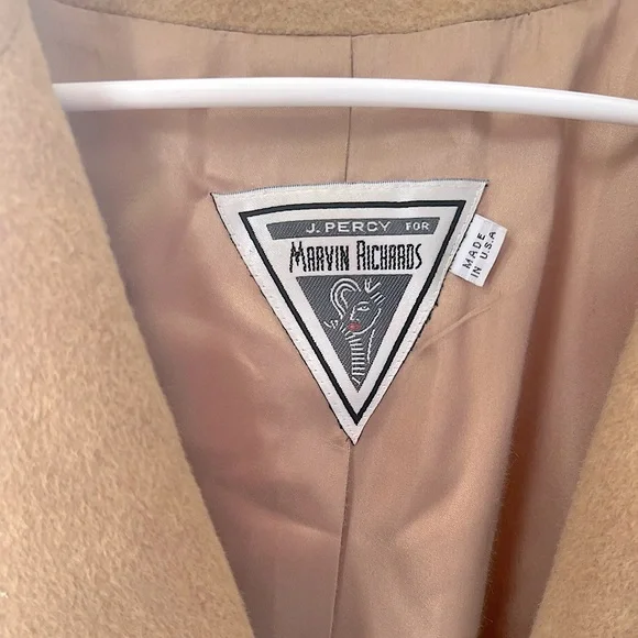 🐫J. Percy for Marvin Richards 100% Camel Hair Classic Tan Women's Pea Coat - Picture 3 of 5